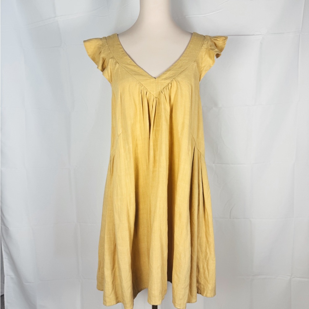 Yellow Flutter Sleeve Dress